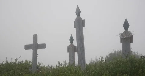 Foggy Cemetery Stock Footage 74585465