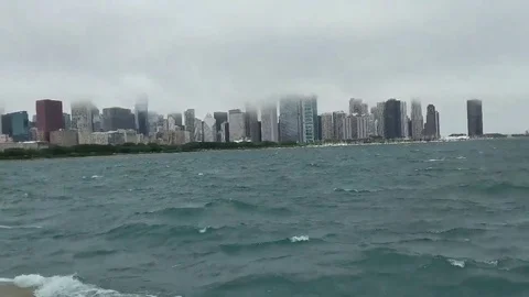 Foggy Chicago Skyline Stock Footage 90487654