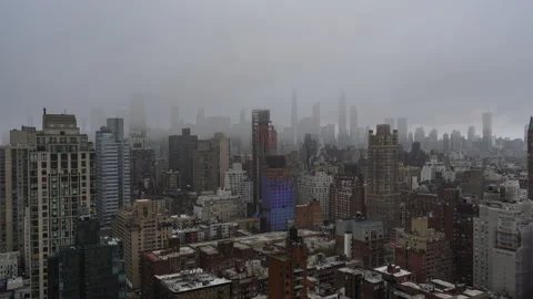 Foggy to Clear New Development Construction Upper East Side Timelapse Stock Footage 261592313