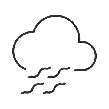 Foggy cloud icon in line design. fog, cloud, mist, weather, climate, atmosphere Illustrazione stock
