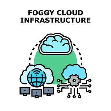 Foggy cloud infrastructure illustrating web hosting and data operations Stock Illustration