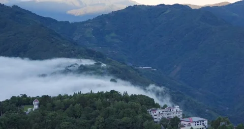 Foggy cloud move over the mountain Stock Footage 290819603