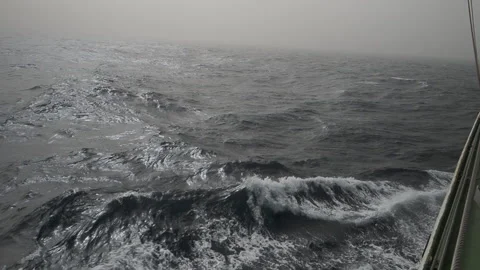 Foggy dark ocean waves in the Atlantic ocean Stock Footage 153230197