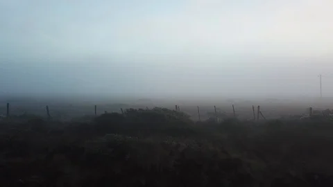 Foggy Drone Shot Over Empty Farm Field Stock Footage 98859931