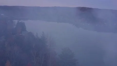 Foggy Evening on the Lake Stock Footage 82626873