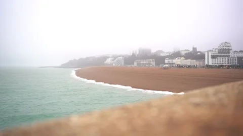 Foggy Folkstone Beach Video stock 265154572
