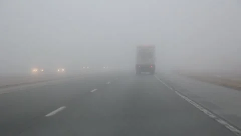 Foggy Highway Stock Footage 3880122