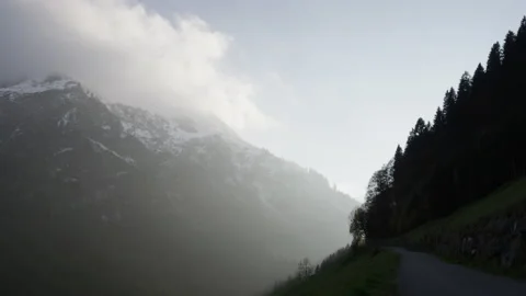 Foggy hillside and mountain Stock Footage 229136027
