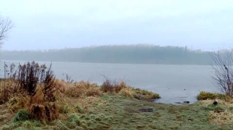 Foggy lake Stock Footage 35342757