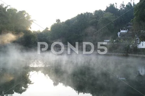 A Foggy Lake Stock Photos