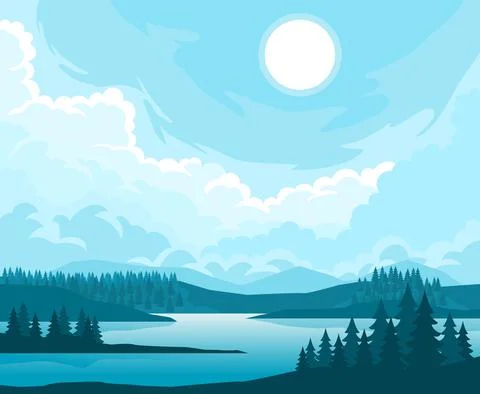 Foggy landscape background Stock Illustration