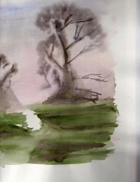 Foggy landscape Stock Illustration
