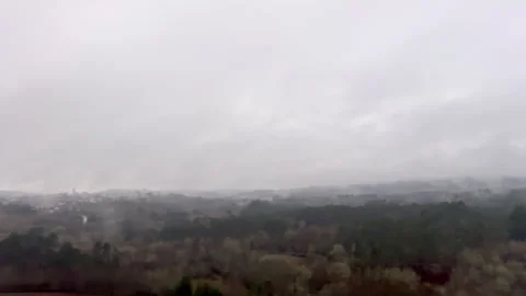 Foggy Landscape View from Train Window Stock Footage 275681327