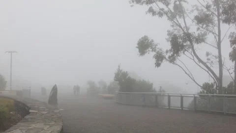 Foggy Lookout - Empty Pathway - Blue Mountains - Moody atmosphere Stock Footage 194523907