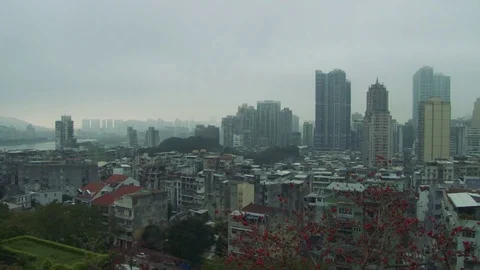 Foggy Macau City Stock Footage 83560466