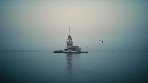Foggy Maiden's Tower Stock Footage 34360188