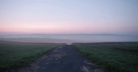 Foggy morning in rural Germany/Belgium Stock Footage