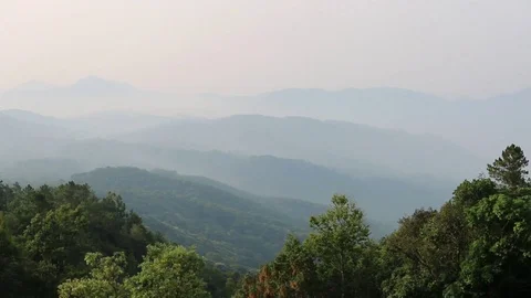 Foggy Mountain Ranges (2) Stock Footage 86618471