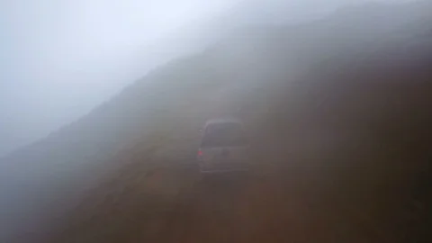 Foggy mountain road without visibility, Kackar, Rize, Turkey Video stock 119892825