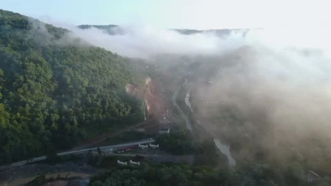 Foggy mountain valley Stock Footage 168571615