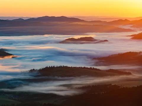 Foggy mountains Stock Photos