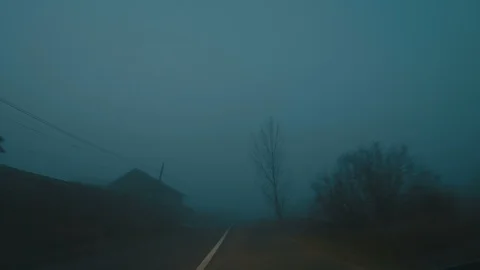 Foggy Night Road Stock Footage 119369577