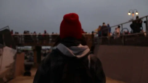 Foggy night walk to the beach Stock Footage 80476665