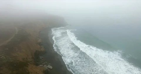 Foggy Oceanside Cliffs [Dolly In Downwards] (color corrected) Video stock 97807868