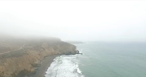 Foggy Oceanside Cliffs [Dolly In] Stock Footage 97858197