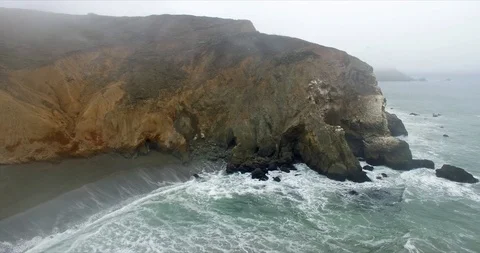 Foggy Oceanside Cliffs [Pan Left] [Dolly In] (color corrected) Stock Footage 97807953