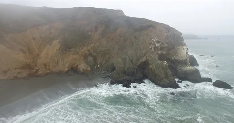 Foggy Oceanside Cliffs [Pan Left] [Dolly In] Stock Footage 97858300