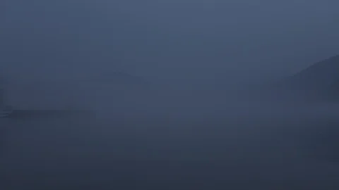 Foggy pier on the lake Stock Footage 116335211