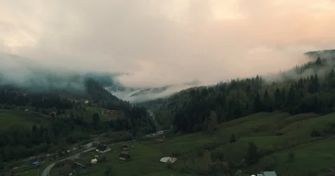 Foggy rainforest in mountains Stock Footage 128698813
