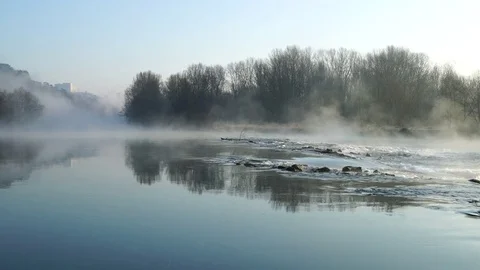 Foggy river Video stock 84429839