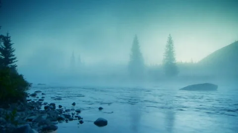 Foggy river HD LOOP 2 Stock Footage 828890