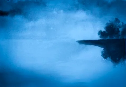 Foggy river Stock Illustration