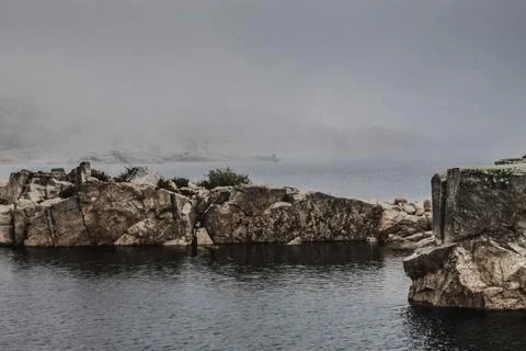 Foggy river Stock Photos