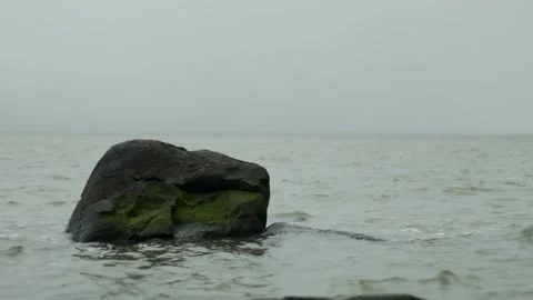 Foggy River Rocks 6 Stock Footage 301575276