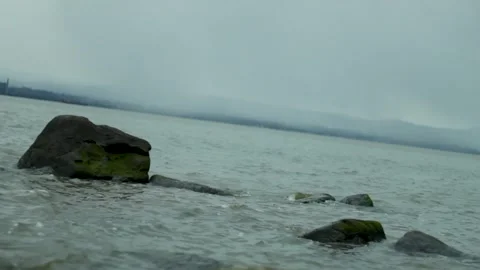 Foggy River Rocks Video stock 301575314