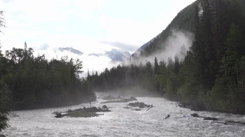 Foggy river time lapse Vídeos de archivo 105769535