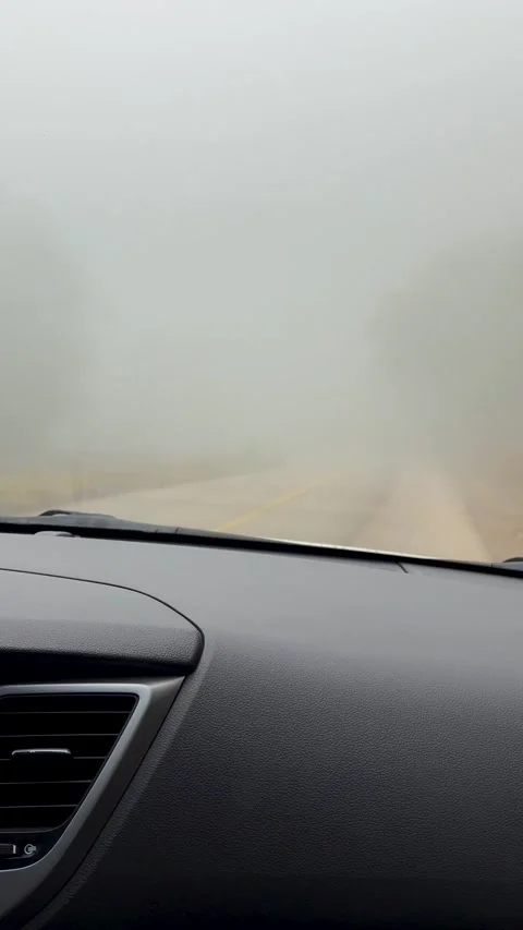 Foggy Road from Inside the Car Stock Footage 296353852