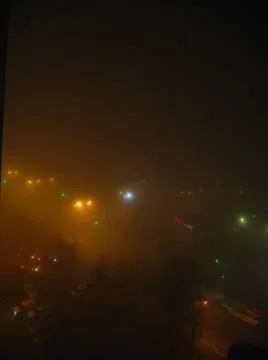 Foggy road from the window Stock-Fotos