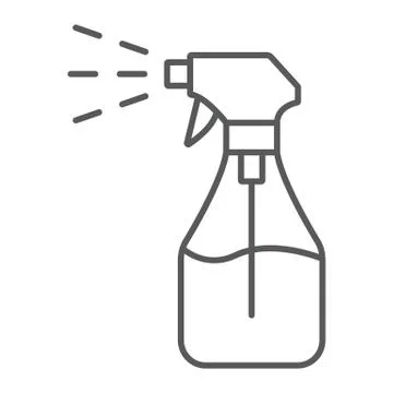 Foggy spray thin line icon, liquid and fluid, spray bottle sign, vector graphics 스톡 일러스트