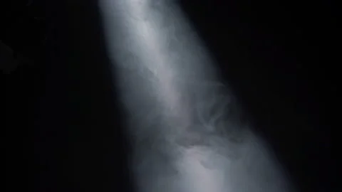 Foggy stage white light ray spot on black background. Dust in air atmosphere for Stock Footage 160710877