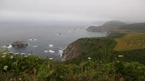 Foggy, Stormy Cliff Video stock 136764800