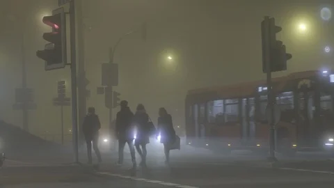 Foggy streets at night Stock Footage 99603149
