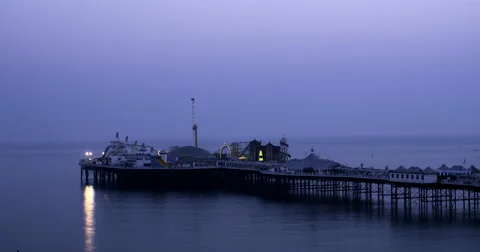 Foggy sunset on the beach Stock Footage 66688912