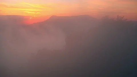 Foggy sunset in the mountains. Stock Footage 180542840