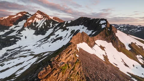 Foggy sunset over the mountains Stock Footage 147435494