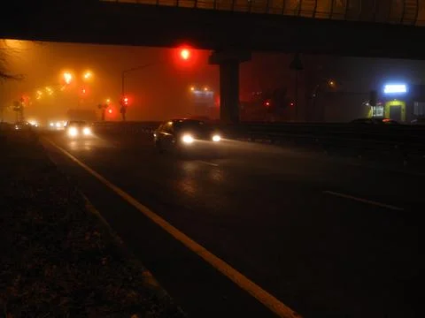 Foggy traffic Stock-Fotos